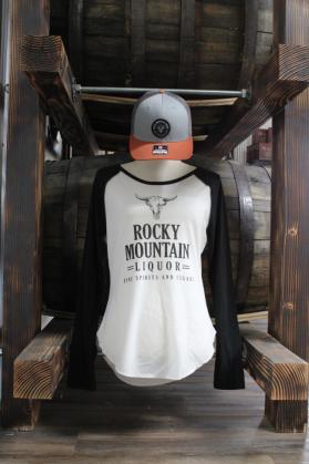 Rocky Mountain Liquor - Baseball Tee White And Black (Large)