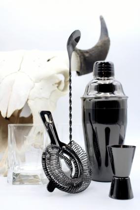 Gunmetal Black Barware Set